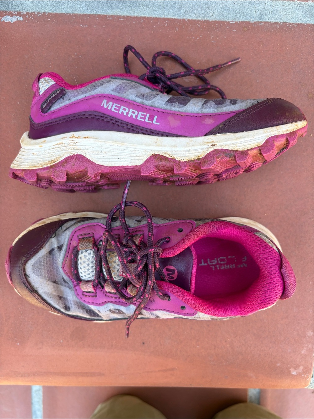 Merrell Kid’s Pink and Burgundy Trail Sneakers